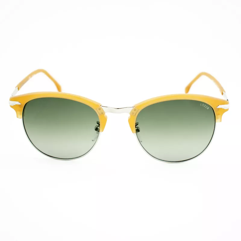 LOZZA SL2293M-579V Gafas de sol hombre, cuadradas, montura de acetato Havana, lentes de policarbonato verdes, 52 mm