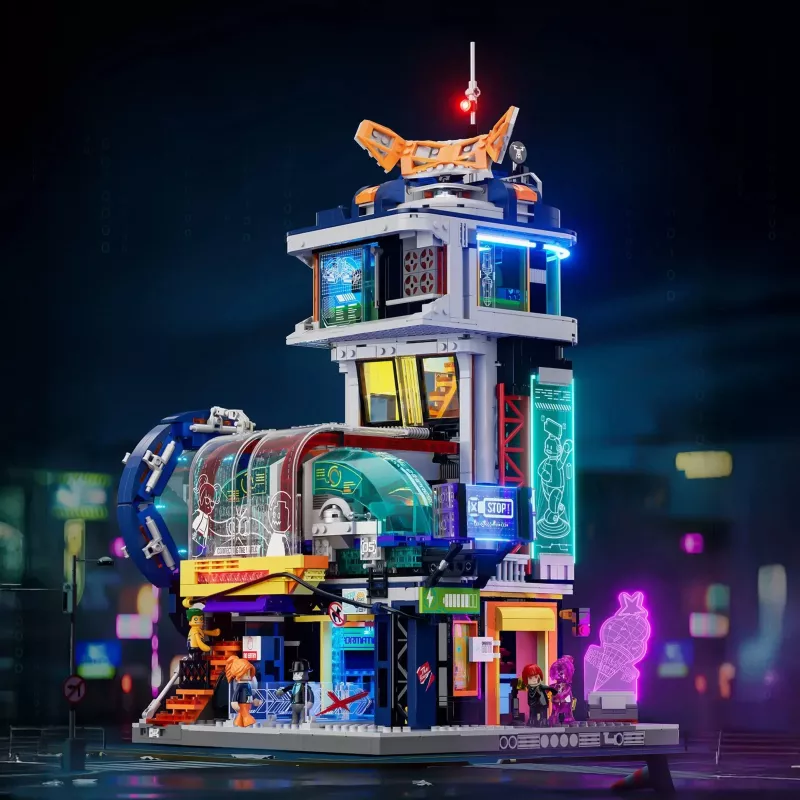 LUMIBRICKS Funwhole Medieval Watchtower Set de bloques de construcción con iluminación LED (1368 piezas)