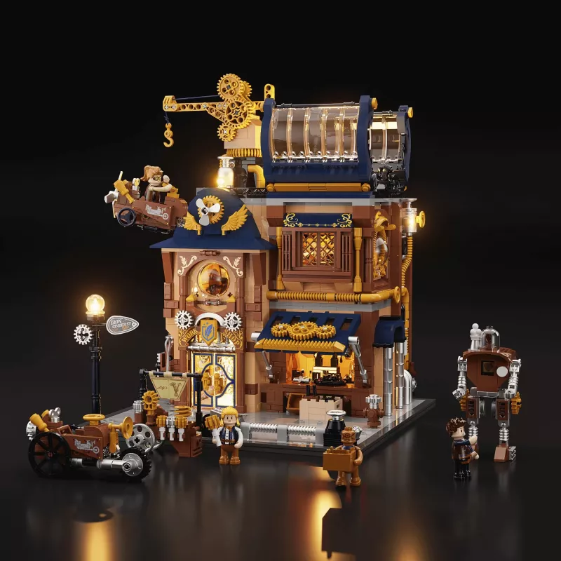 Lumibricks Steampunk Mechanical Workshop set de bloques de construcción con iluminación LED - 2150 piezas