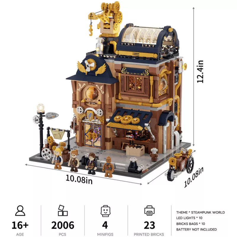 Lumibricks Steampunk Mechanical Workshop set de bloques de construcción con iluminación LED - 2150 piezas