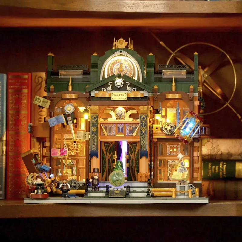 Lumibricks Steampunk Time Rift Library Kit de miniatura Book Nook DIY