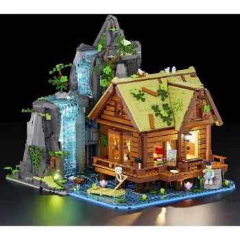 Lumibricks Waterfall Hut Set de bloques con iluminación LED