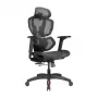Silla de oficina ergonómica LUMIVIDA PREMIUM con reposacabezas y soporte lumbar, reposabrazos ajustables en 3D - Negro