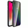 Luphie Funda bumper híbrida Aurora para Apple iPhone XR marco de aluminio + TPU negro transparente