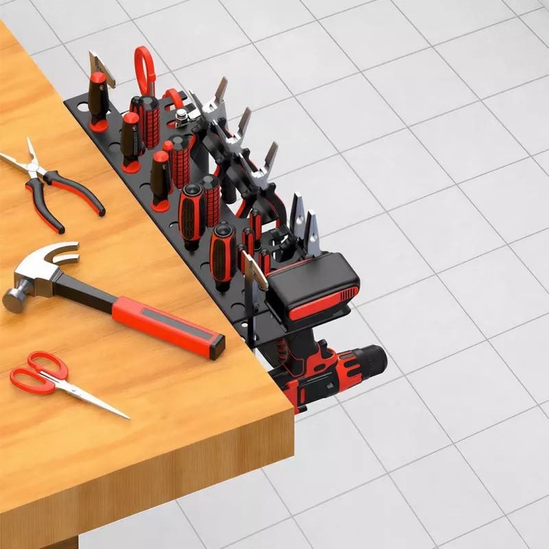 MACLEAN MC-141 organizador de herramientas de pared con 20 contenedores y 11 ganchos, negro/rojo, 800x400x195 mm
