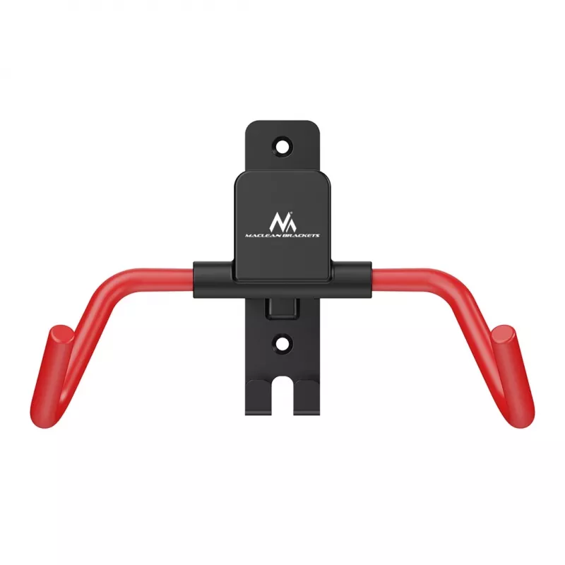 MACLEAN MC-172 Soporte de pared horizontal para bicicletas, acero, 30 kg de carga, ángulo ajustable, plegable, negro