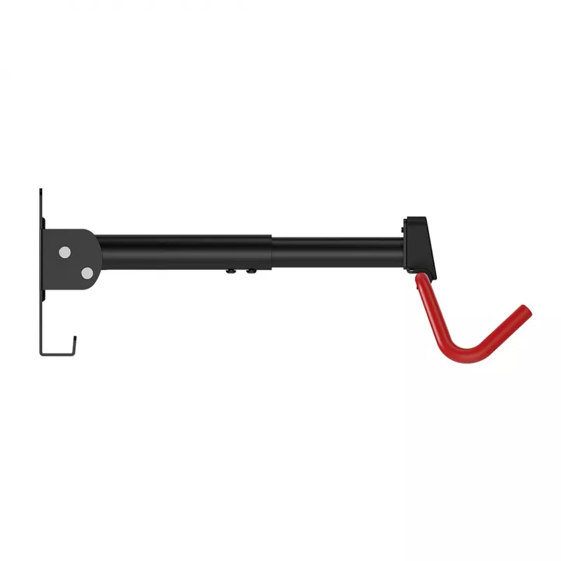 MACLEAN MC-172 Soporte de pared horizontal para bicicletas, acero, 30 kg de carga, ángulo ajustable, plegable, negro