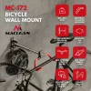 MACLEAN MC-172 Soporte de pared horizontal para bicicletas, acero, 30 kg de carga, ángulo ajustable, plegable, negro