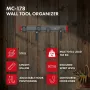 Organizador de herramientas de acero para pared Maclean MC-178, carga 136 kg, 816 mm de ancho, panel perforado