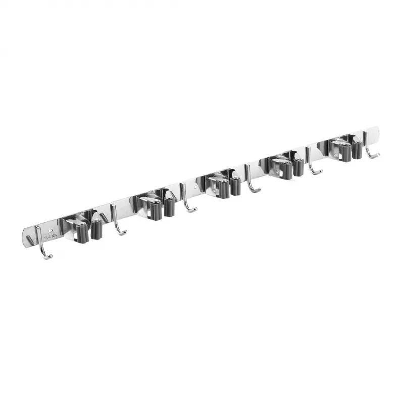 Maclean MC-185 Organizador de pared para herramientas de jardín y fregonas, acero, 60 cm, 20 kg de carga, con ganchos
