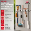 Maclean MC-185 Organizador de pared para herramientas de jardín y fregonas, acero, 60 cm, 20 kg de carga, con ganchos