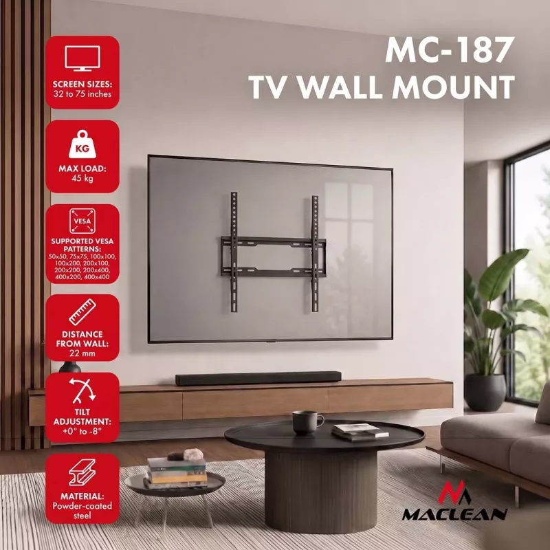 MACLEAN MC-187 Soporte de pared inclinable para pantallas de 32-75