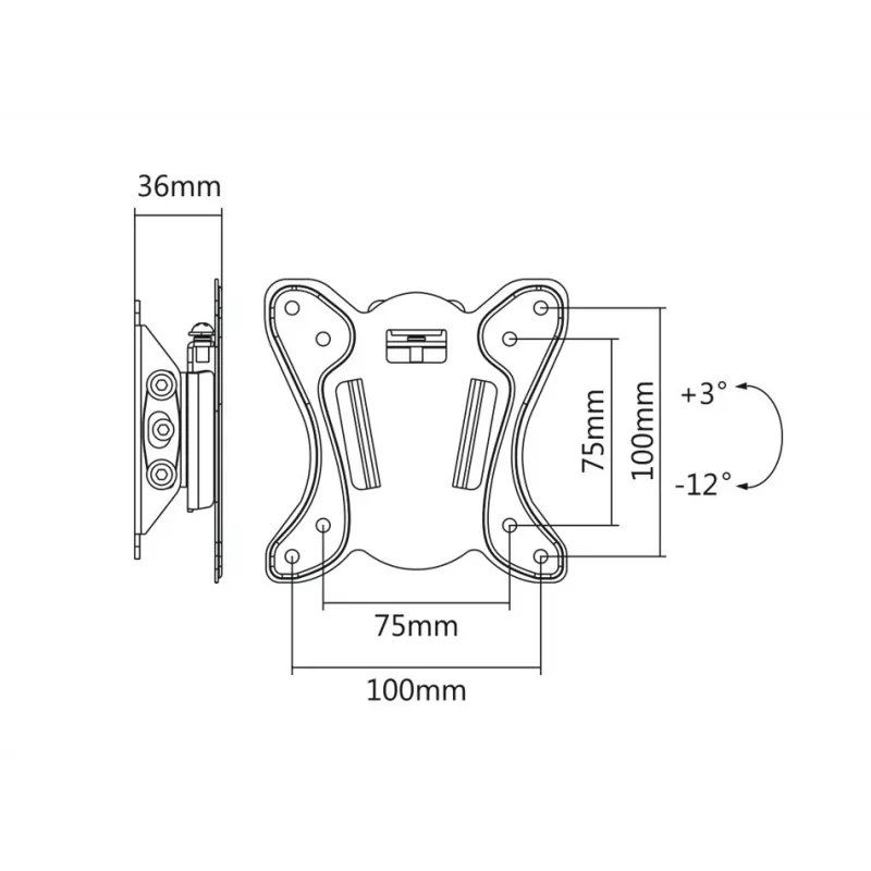 Maclean MC-715 Soporte de pared fijo para TV para pantallas LCD LED Plasma de 13-27 pulgadas, VESA 75x75 100x100, 20 kg, Negro