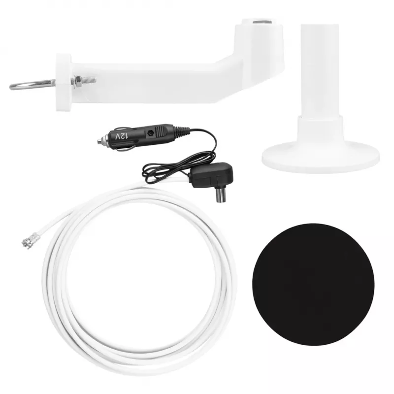 Antena omnidireccional activa Maclean MCTV-103 para DVB-T/T2 HEVC para autocaravana, 12V