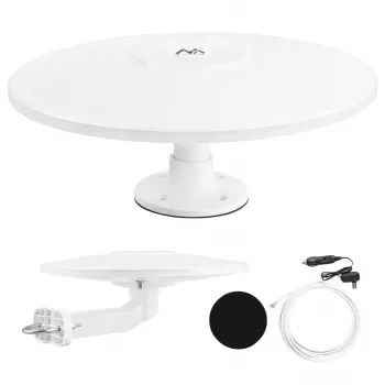 Antena omnidireccional activa Maclean MCTV-103 para DVB-T/T2 HEVC para autocaravana, 12V