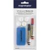 MAGNETOPLAN HOLTZ 37102 Set de accesorios para pizarra blanca – borrador magnético, 4 imanes, 4 rotuladores (negro/rojo)