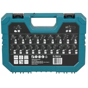 Set de 22 brocas universales Makita con HSS-R, brocas para piedra, brocas para madera y puntas de destornillador, 6 mm