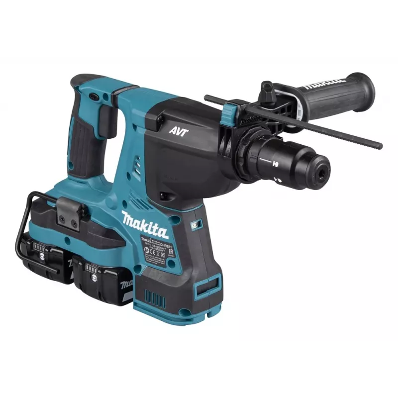 Makita DHR281PT2J 36V (2x18V) Set de martillo perforador SDS-Plus sin escobillas con 2 baterías de 5,0Ah, doble cargador y maletín Makpac