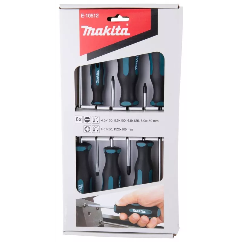 Makita E-10512 juego de destornilladores, 6 piezas (plano/Pozidriv)
