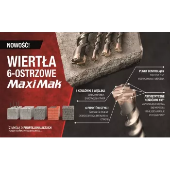 MAKITA broca SDS MAX 14x200x340mm MAXI MAK 6 cortes