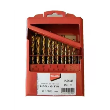 MAKITA Juego de brocas de titanio HSS-G TiN 19 piezas 1-10 mm