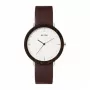 MAM MAM628 Reloj unisex 39mm caja de madera de teca correa de piel negra