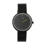 MAM MAM96 reloj unisex 39mm movimiento de cuarzo japonés madera de teca y acero inoxidable esfera negra correa de piel negra