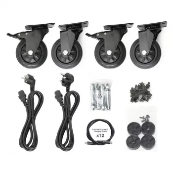 Manhattan Armario de carga USB-C para portátiles de 12 tomas con ruedas, 65W por puerto, 780W total, acero, negro, cables UK y EU, compartimentos 395x32,5x290mm