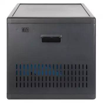 Manhattan Armario de carga USB-C para portátiles de 12 tomas con ruedas, 65W por puerto, 780W total, acero, negro, cables UK y EU, compartimentos 395x32,5x290mm
