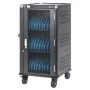 Manhattan Carro de carga/transporte para portátiles de 30 bahías con adaptador AC (EU) - Armario de acero con cerradura, 220-240V, 2300W, Enchufe CEE 7/7, Cable de 3m, 4 ruedas