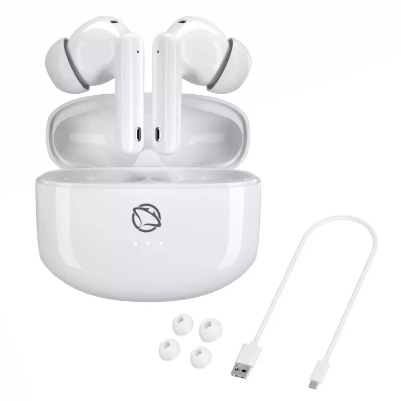 Manta MTWS008W Rytmo White Auriculares True Wireless Bluetooth 5.0 con estuche de carga