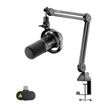 MAONO PD200WS micrófono dinámico (negro) – USB/XLR cardioide con RGB y monitorización de latencia cero