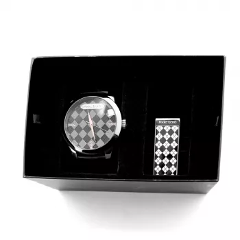 Reloj de pulsera MARC ECKO hombre E11591G1 - 45 mm cuarzo analógico esfera negra correa plateada