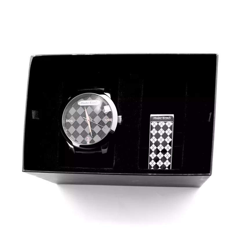 Reloj de pulsera MARC ECKO hombre E11591G1 - 45 mm cuarzo analógico esfera negra correa plateada