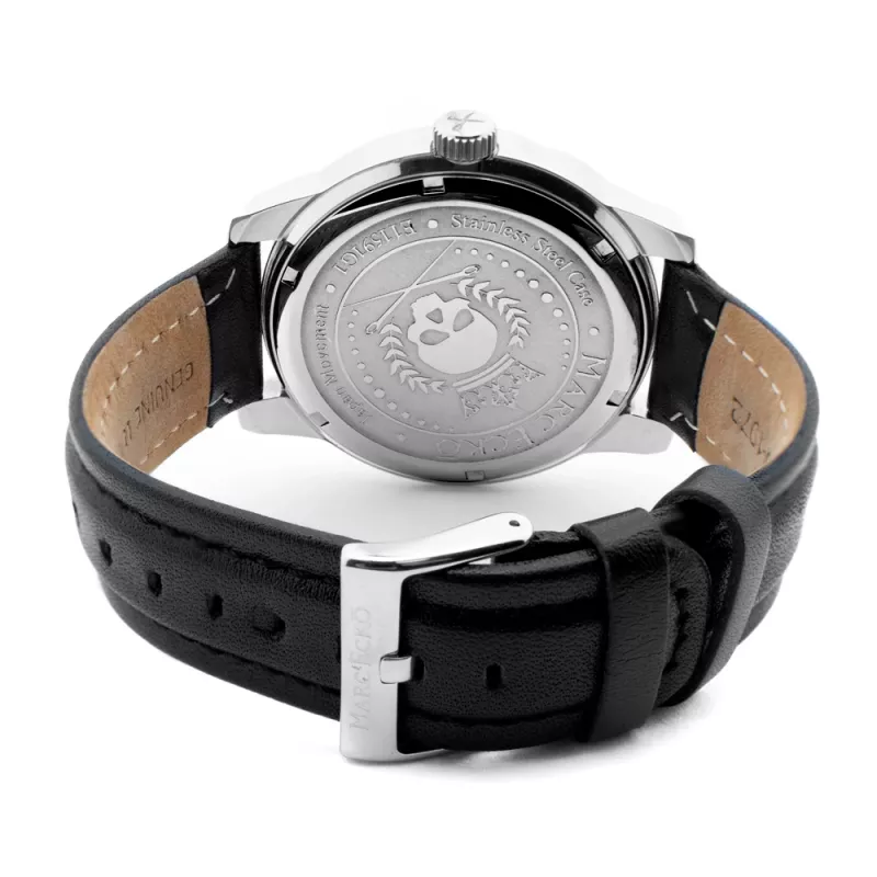 Reloj de pulsera MARC ECKO hombre E11591G1 - 45 mm cuarzo analógico esfera negra correa plateada
