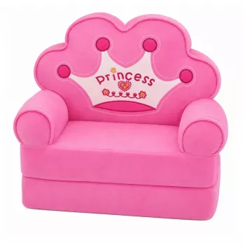 MARCA NO DEFINIDA sillón relax sofá-tumbona con corona 2 en 1 para niños Soft Pink