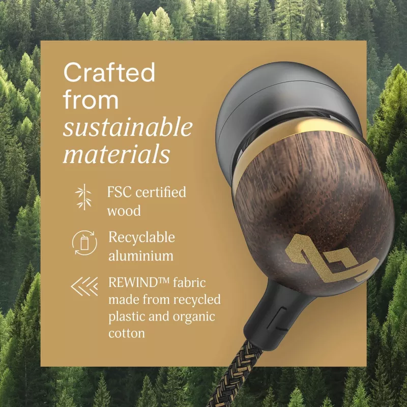 Marley Smile Jamaica Auriculares con cable y micrófono, USB Type-C, latón