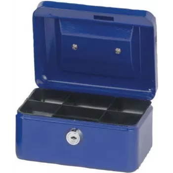 MAUL caja de caudales azul 152x125x81 mm con cerradura de cilindro y bandeja para monedas 56101-37