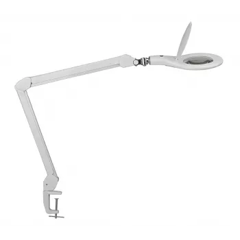 MAUL Lámpara de aumento LED Makro con base de pinza blanca