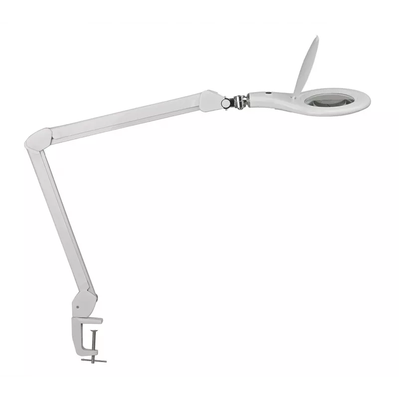 MAUL Lámpara de aumento LED Makro con base de pinza blanca