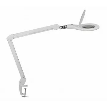 MAUL Lámpara de aumento LED Makro con base de pinza blanca