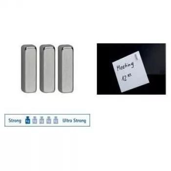 MAUL Imanes de barra de neodimio 4 x 15 x 4 mm, niquelados, 2 kg de fuerza de sujeción, 1 unidad 6169096