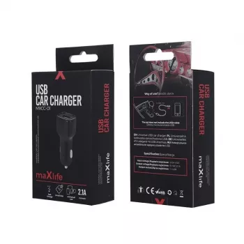 MAXLIFE MXCC-01 Cargador de coche Fast Charge 2.1A - negro