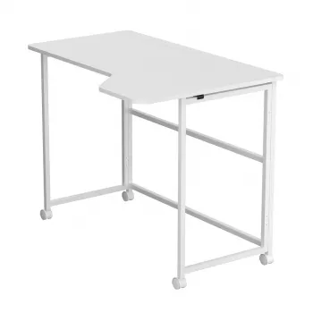 MCN Maclean mesa plegable en L blanca 100x65 cm móvil con ruedas bloqueables MC-1250 L/W