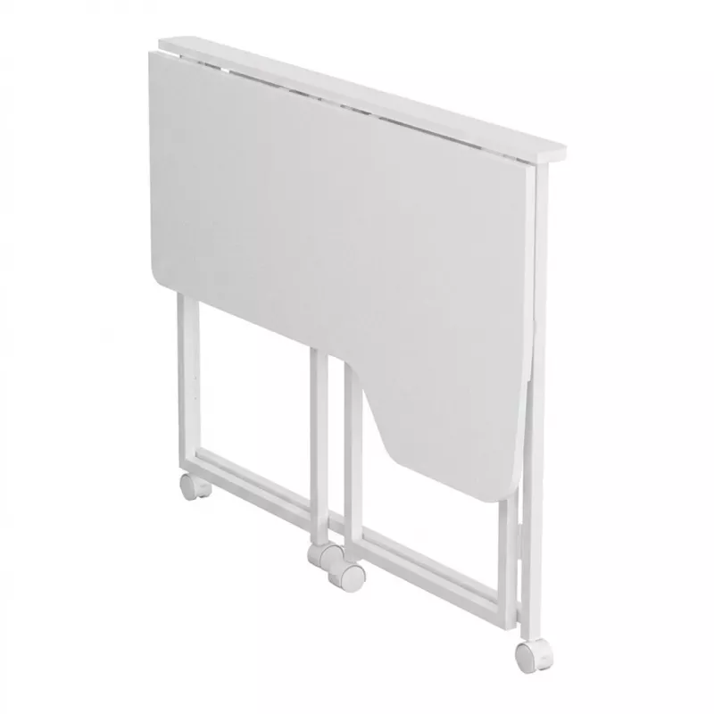 MCN Maclean mesa plegable en L blanca 100x65 cm móvil con ruedas bloqueables MC-1250 L/W