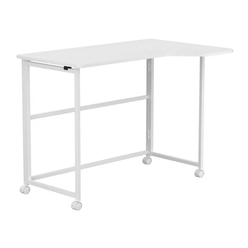 MCN Maclean mesa plegable en L blanca 100x65 cm móvil con ruedas bloqueables MC-1250 L/W
