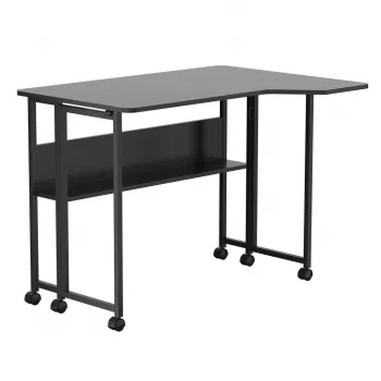MCN Maclean escritorio/mesa plegable, negro, móvil, 100x73 cm, máx. 50 kg, en ángulo, en L, MC-126 L/B