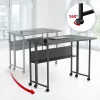 MCN Maclean escritorio/mesa plegable, negro, móvil, 100x73 cm, máx. 50 kg, en ángulo, en L, MC-126 L/B