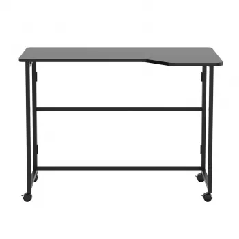 MCN Maclean MC-1250 L/B Escritorio esquinero en L plegable, negro, móvil, 100x65 cm, máx 50 kg