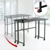 MCN Maclean MC-1250 L/B Escritorio esquinero en L plegable, negro, móvil, 100x65 cm, máx 50 kg